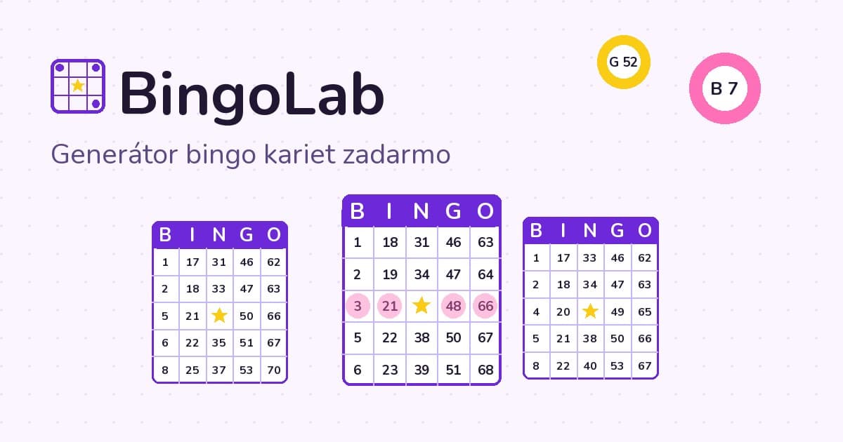 BingoLab – three numbered bingo cards, one with a winning row marked
